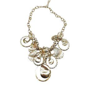 Gold Tone Hammered Disc Necklace By Laura Ashley